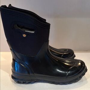 BOGS Classic Mid Handle Black Rubber Waterproof Boots